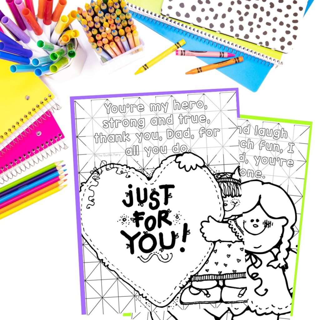 Discover cute Father's Day coloring pages with our free printable pack! Kids can read, color in letters, and enjoy unique background patterns on 8 fun pages for endless coloring fun!
